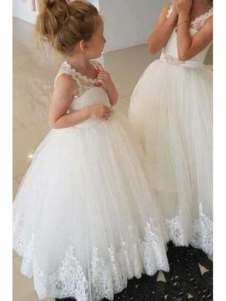 Lace and Tulle Floor Length Flower Girl Dresses 905022 Lace and Tulle Floor Length Flower Girl Dresses 905022