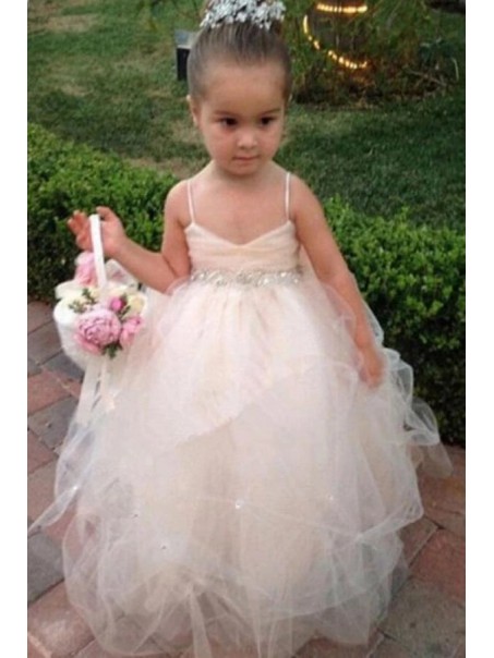 Cute Beaded Tulle Flower Girl Dresses 905038