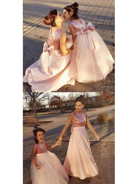 Cute Pink Floor Length Flower Girl Dresses 905039
