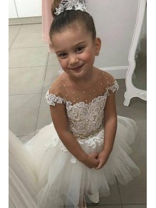 High Low Lace and Tulle Flower Girl Dresses 905046