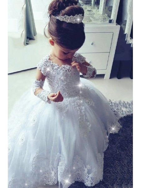 Long Sleeves Lace Flower Girl Dresses 905052 Long Sleeves Lace Flower Girl Dresses 905052