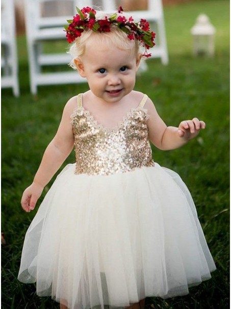 Cute Sequins and Tulle Flower Girl Dresses 905066
