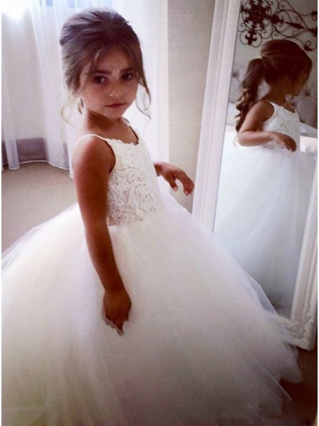 Lace and Tulle Floor Length Flower Girl Dresses 905067 Lace and Tulle Floor Length Flower Girl Dresses 905067
