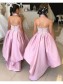 Lace and Satin Pink Halter High Low Flower Girl Dresses 905069