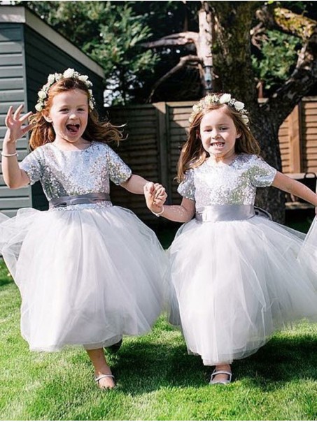 Ankle-Length Sequins and Tulle Flower Girl Dresses 905072 Ankle-Length Sequins and Tulle Flower Girl Dresses 905072