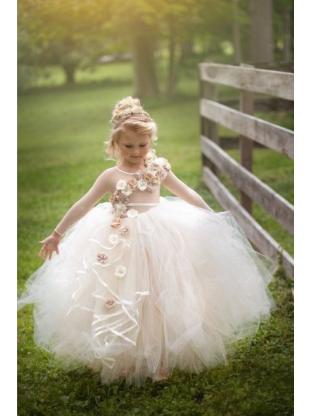 Cute Tulle Long Sleeves Flower Girl Dresses 905095 Cute Tulle Long Sleeves Flower Girl Dresses 905095