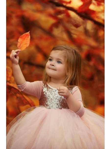Cute Sequins and Tulle Flower Girl Dresses with Sleeves 905096 Cute Sequins and Tulle Flower Girl Dresses with Sleeves 905096