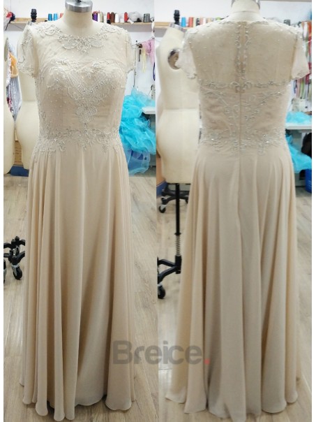 A-Line Illusion Neckline Beaded Embroidered Mother of The Bride Dresses 5603079