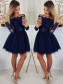 A-Line Off-the-Shoulder Short Chiffon Lace Prom Homecoming Graduation Party Dresses 99201001