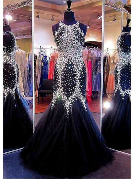 Long Black Beaded Mermaid Prom Formal Evening Dresses 99501059 Long Black Beaded Mermaid Prom Formal Evening Dresses 99501059