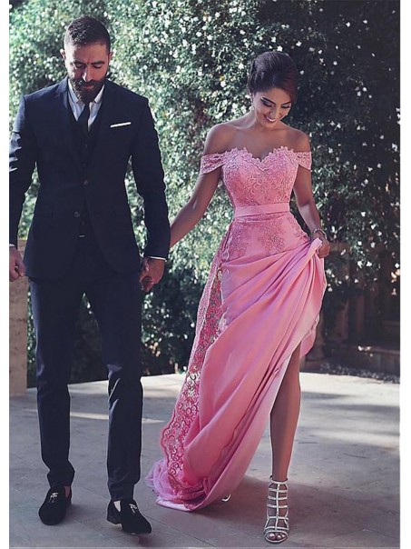 Long Lace Chiffon Off-the-Shoulder Prom Formal Evening Dresses 99501060 Long Lace Chiffon Off-the-Shoulder Prom Formal Evening Dresses 99501060