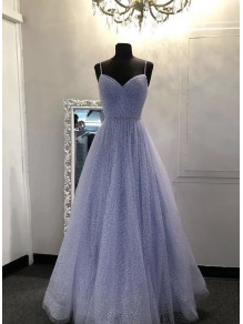 A-Line Sequins Tulle Long Prom Dresses Formal Evening Gowns 995011016