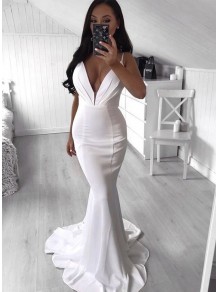 Mermaid V-Neck Long Prom Dresses Formal Evening Gowns 995011021
