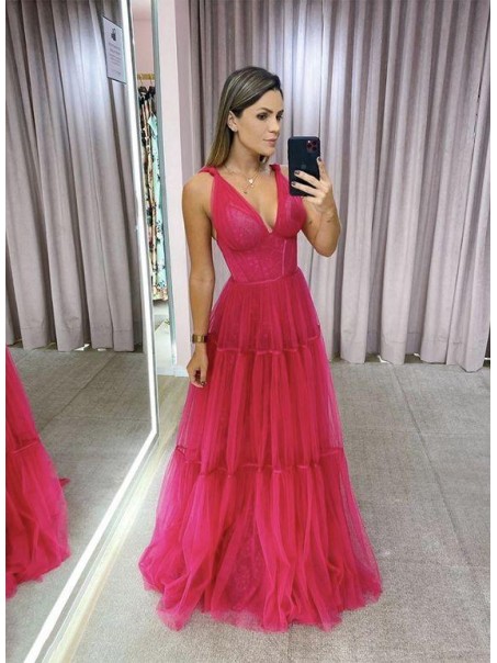 A-Line Long V-Neck Prom Dresses Formal Evening Gowns 995011028 A-Line Long V-Neck Prom Dresses Formal Evening Gowns 995011028