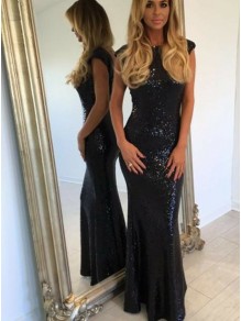 Mermaid Long Black Sequins Prom Dresses Formal Evening Gowns 995011032