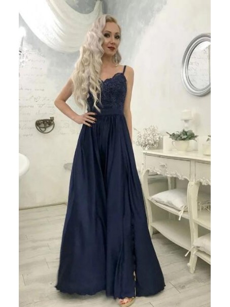 A-Line Spaghetti Straps Lace Long Navy Prom Dresses Formal Evening Gowns 995011039 A-Line Spaghetti Straps Lace Long Navy Prom Dresses Formal Evening Gowns 995011039
