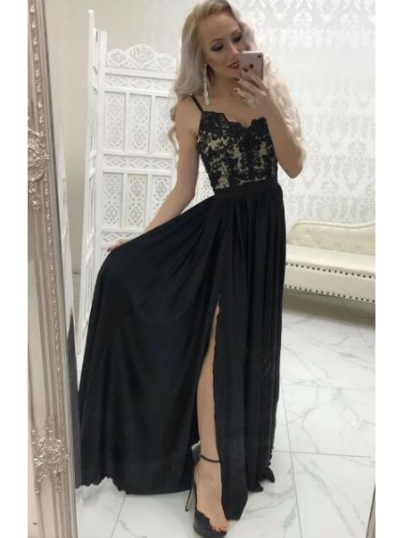 A-Line Spaghetti Straps Lace Long Black Prom Dresses Formal Evening Gowns 995011040 A-Line Spaghetti Straps Lace Long Black Prom Dresses Formal Evening Gowns 995011040