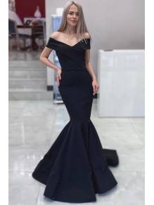 Mermaid Long Navy Off-the-Shoulder Prom Dresses Formal Evening Gowns 995011052 Mermaid Long Navy Off-the-Shoulder Prom Dresses Formal Evening Gowns 995011052