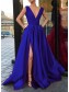 A-Line V-Neck Long Prom Dresses Formal Evening Gowns 995011055
