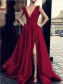 A-Line V-Neck Long Prom Dresses Formal Evening Gowns 995011055