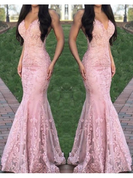 Mermaid Lace V-Neck Long Prom Dresses Formal Evening Gowns 995011074 Mermaid Lace V-Neck Long Prom Dresses Formal Evening Gowns 995011074