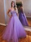 A-Line Beaded Lace Tulle Long Prom Dresses Formal Evening Gowns 995011108