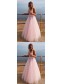 A-Line Tulle V-Neck Long Prom Dresses Formal Evening Gowns 995011109