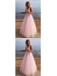 A-Line Tulle V-Neck Long Prom Dresses Formal Evening Gowns 995011109