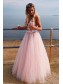 A-Line Tulle V-Neck Long Prom Dresses Formal Evening Gowns 995011109