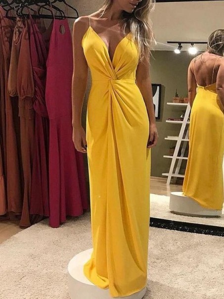 Sheath/Column Chiffon Long Prom Dresses Formal Evening Gowns 995011119
