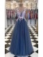 A-Line Lace Tulle V-Neck Long Prom Dresses Formal Evening Gowns 995011156