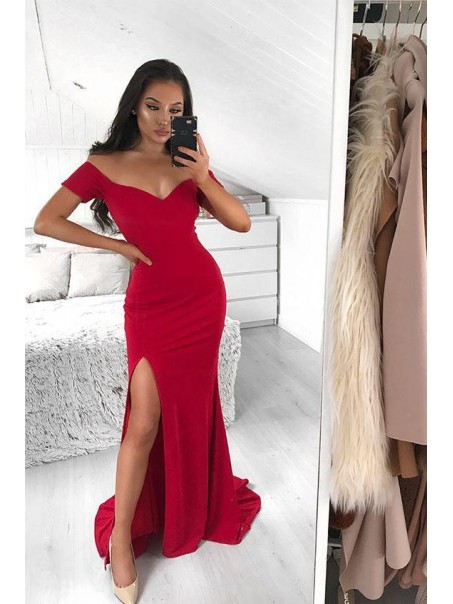 Mermaid Off-the-Shoulder Long Prom Dresses Formal Evening Gowns 995011158