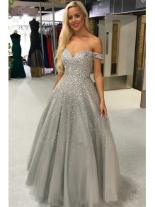 A-Line Beaded Off-the-Shoulder Long Prom Dresses Formal Evening Gowns 995011164 A-Line Beaded Off-the-Shoulder Long Prom Dresses Formal Evening Gowns 995011164