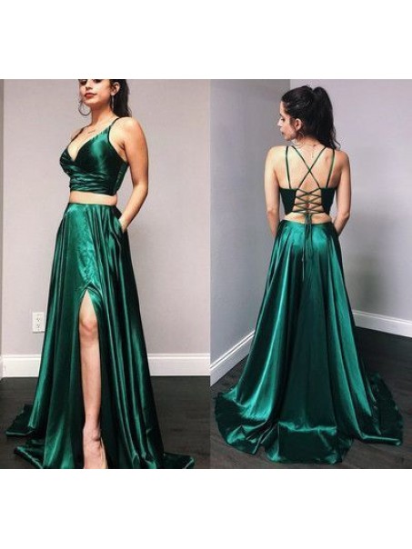 A-Line Two Pieces Long Prom Dresses Formal Evening Gowns 995011193 A-Line Two Pieces Long Prom Dresses Formal Evening Gowns 995011193