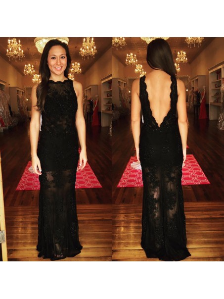 Long Black Beaded Lace Prom Dresses Formal Evening Gowns 995011209 Long Black Beaded Lace Prom Dresses Formal Evening Gowns 995011209