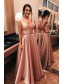A-Line V-Neck Long Prom Dresses Formal Evening Gowns 995011211