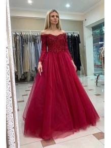 A-Line Beaded Off-the-Shoulder Lace Long Prom Dresses Formal Evening Gowns 995011213 A-Line Beaded Off-the-Shoulder Lace Long Prom Dresses Formal Evening Gowns 995011213