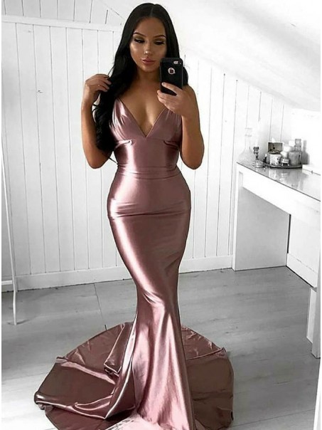 Mermaid V-Neck Long Prom Dresses Formal Evening Gowns 995011228