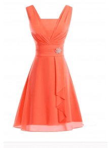 A-Line Short Chiffon Bridesmaid Prom Formal Evening Dresses 99501124 A-Line Short Chiffon Bridesmaid Prom Formal Evening Dresses 99501124
