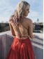 A-Line V-Neck Satin Long Prom Dresses Formal Evening Gowns 995011245