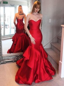 Mermaid Long Red Satin Prom Dresses Formal Evening Gowns 995011260 Mermaid Long Red Satin Prom Dresses Formal Evening Gowns 995011260