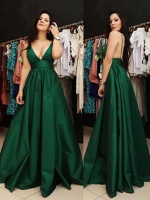 A-Line Long Green V-Neck Prom Dresses Formal Evening Gowns 995011266 A-Line Long Green V-Neck Prom Dresses Formal Evening Gowns 995011266