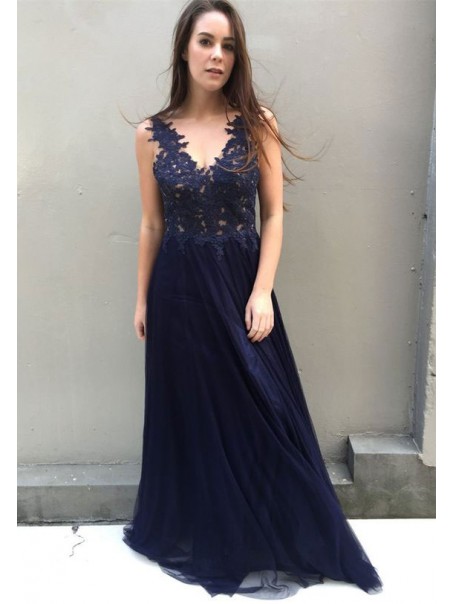 A-Line Lace Navy Blue Long Prom Dresses Formal Evening Gowns 995011278 A-Line Lace Navy Blue Long Prom Dresses Formal Evening Gowns 995011278