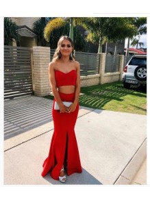 Mermaid Long Red Two Pieces Prom Dresses Formal Evening Gowns 995011296 Mermaid Long Red Two Pieces Prom Dresses Formal Evening Gowns 995011296