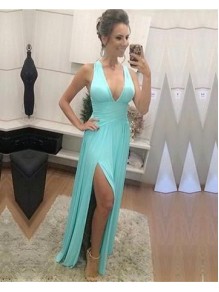 Long Chiffon V-Neck Prom Dresses Formal Evening Gowns 995011302 Long Chiffon V-Neck Prom Dresses Formal Evening Gowns 995011302