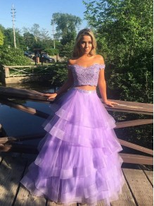 A-Line Beaded Lace Appliques Two Pieces Long Prom Dresses Formal Evening Gowns 995011303 A-Line Beaded Lace Appliques Two Pieces Long Prom Dresses Formal Evening Gowns 995011303
