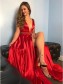 A-Line Beaded Long Red V-Neck Prom Dresses Formal Evening Gowns 995011306 A-Line Beaded Long Red V-Neck Prom Dresses Formal Evening Gowns 995011306