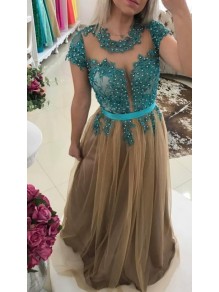 A-Line Beaded Lace Tulle Long Prom Dresses Formal Evening Gowns 995011309 A-Line Beaded Lace Tulle Long Prom Dresses Formal Evening Gowns 995011309