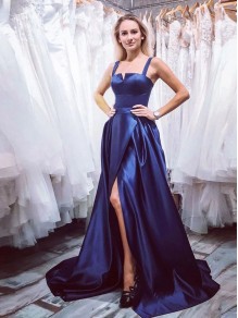 A-Line Long Satin Prom Dresses Formal Evening Gowns 995011319