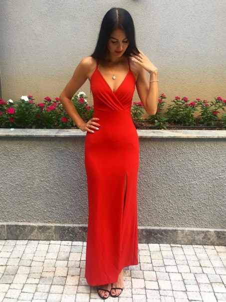 Long Red V-Neck Prom Dresses Formal Evening Gowns 995011328 Long Red V-Neck Prom Dresses Formal Evening Gowns 995011328